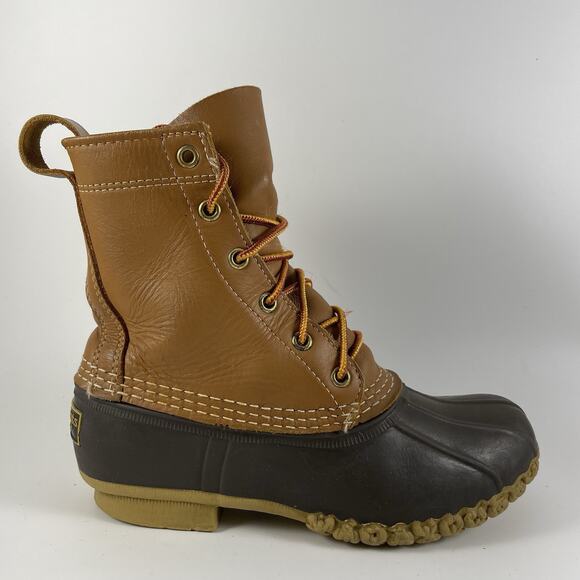 LL Bean Bean Boots 8” Duck Boots Womens Size 6 M (BM) Brown Leather Waterproof - Picture 1 of 10